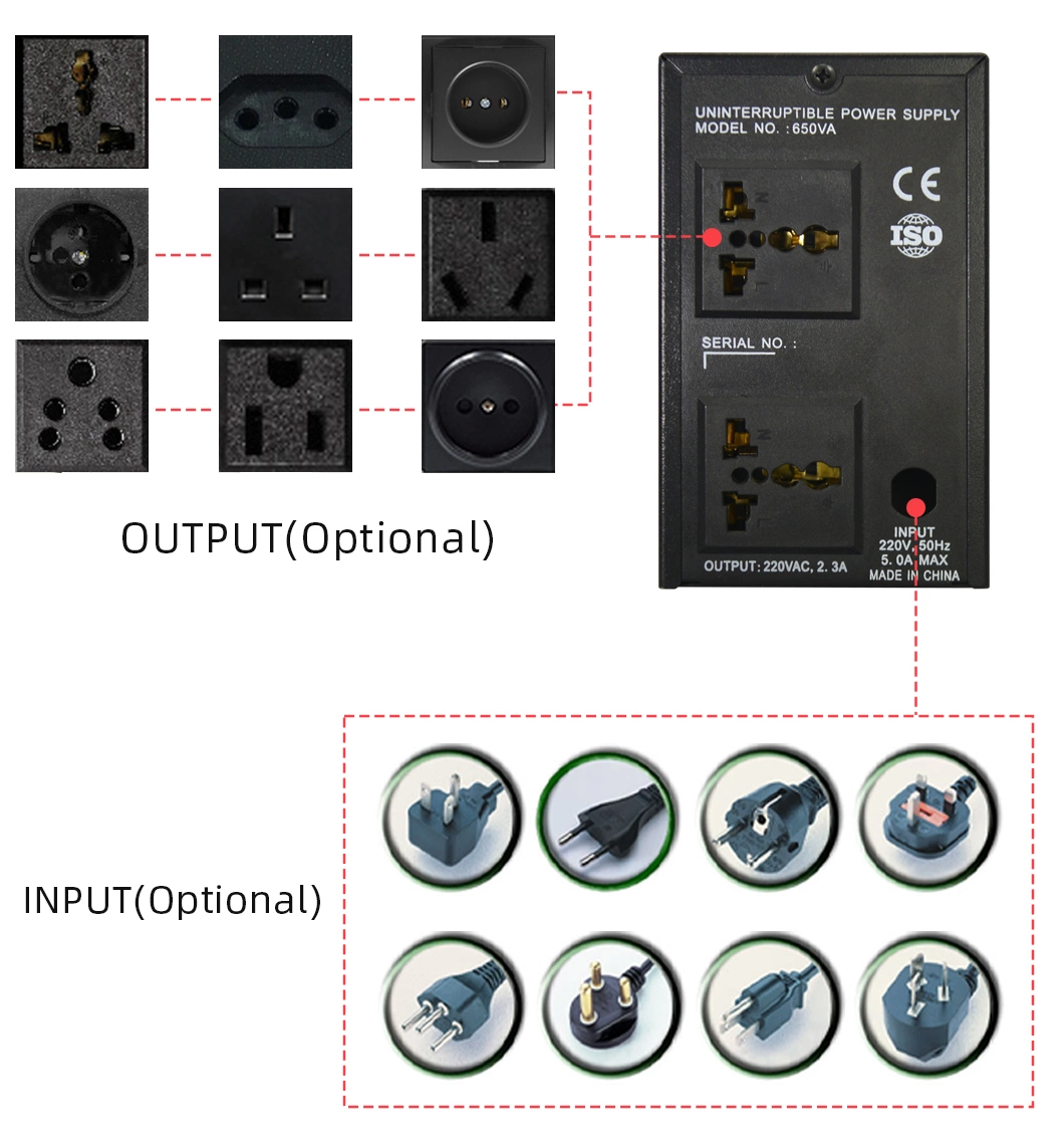 Techfine Power Supply 650va Line Interactive UPS for Home Computer Offline UPS Power Supply