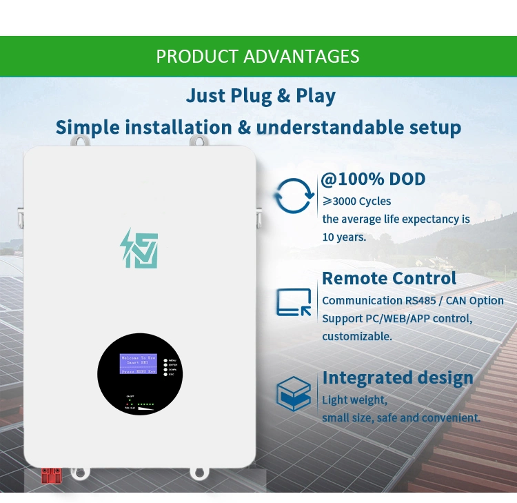 Solar Energy 5kw 10kw LiFePO4 Battery 48V 200ah Power Wall Lithium Ion Rechargeable Battery Pack